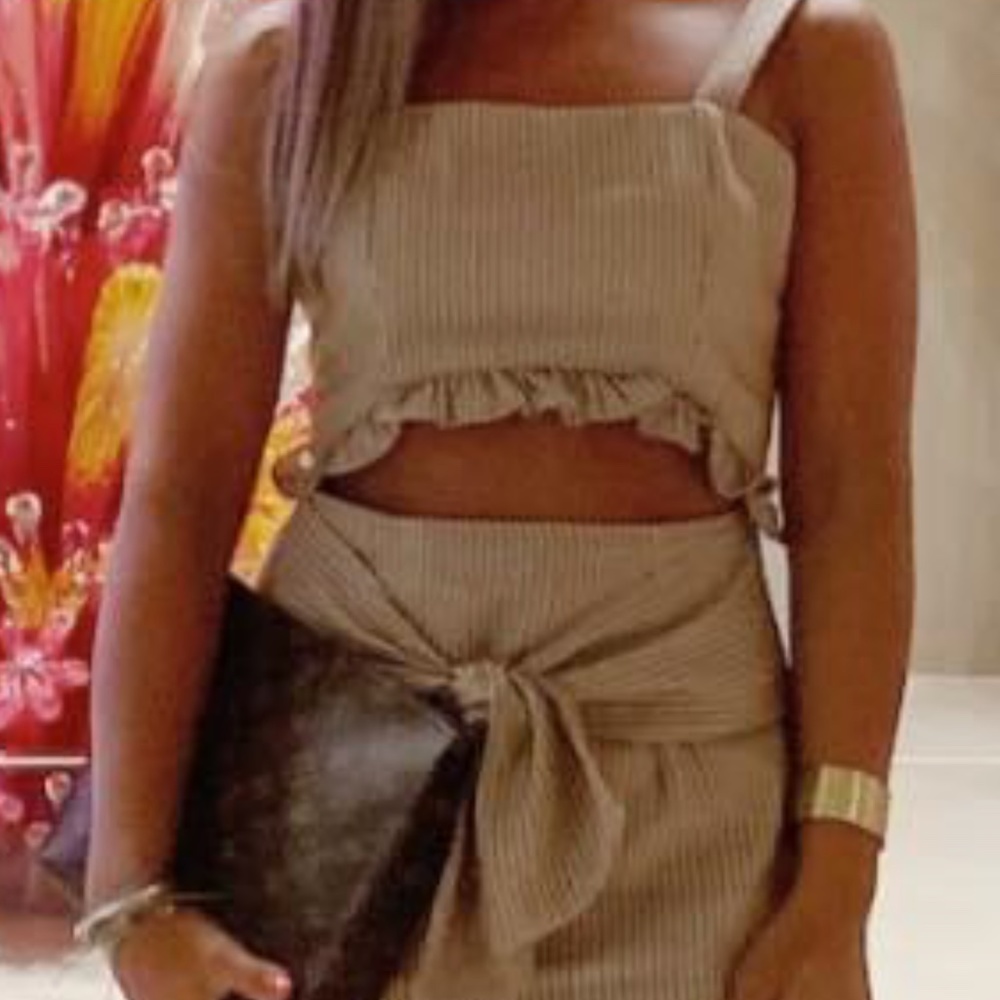 Tan/White Stripe Sundress